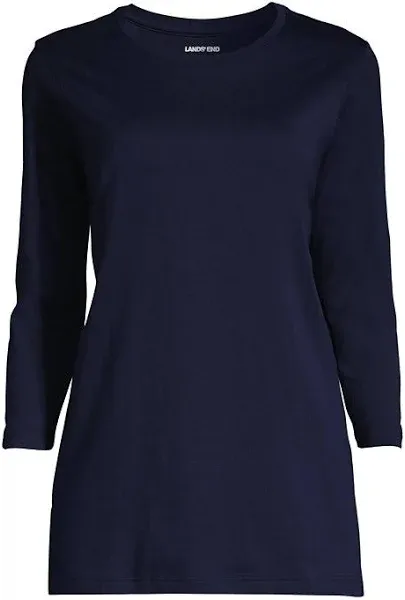 Lands' End Women's Tall 3/4 Sleeve Supima Cotton Crewneck Tunic