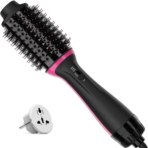 4-in-1 Styling Brush Hair Dryer, Straightener, Volumize and Curling Iron with Ceramic Oval Barrel and Ionic Technology