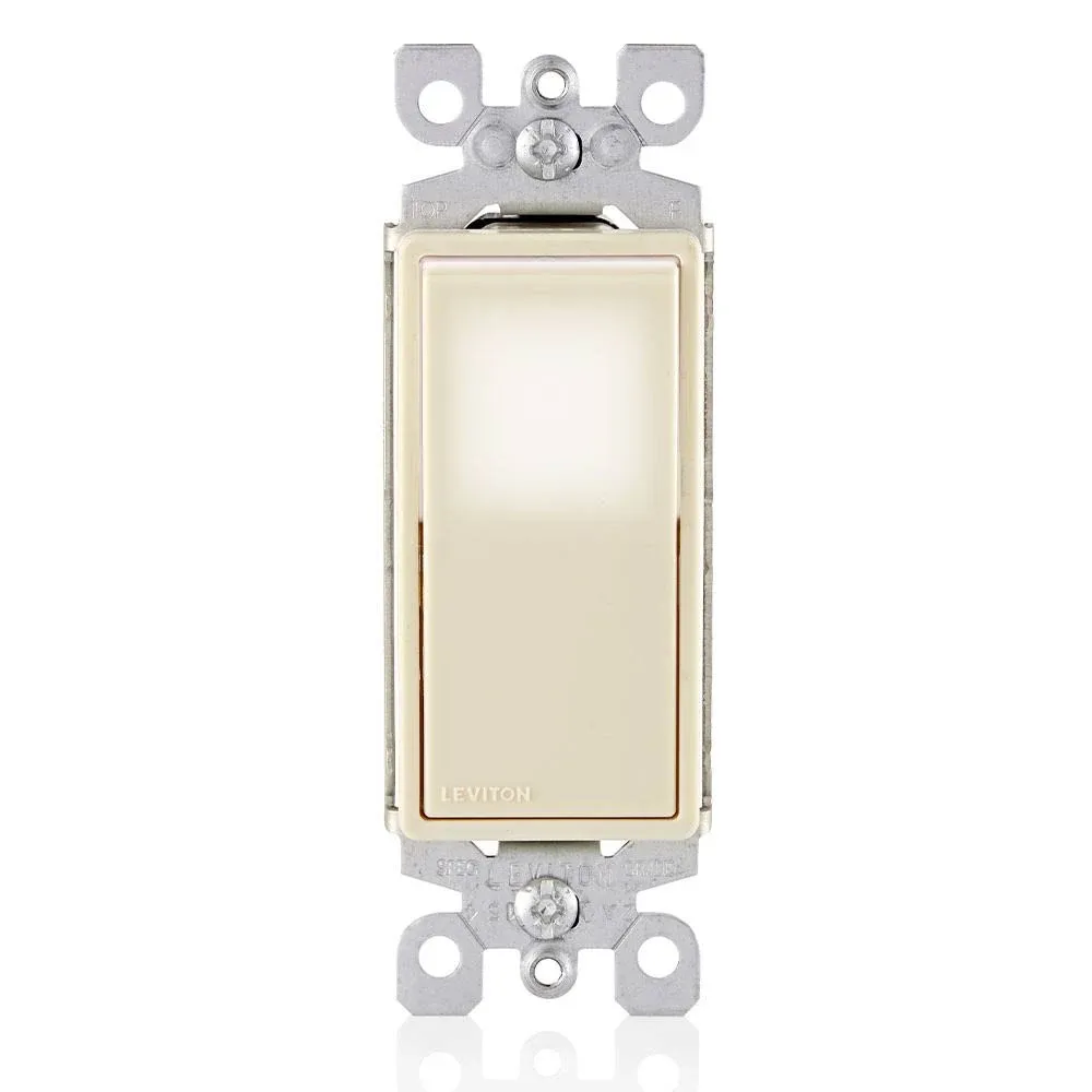 Leviton L5611-2T 15 Amp, 120/277 Volt, Decora LED Illuminated Light Almond 