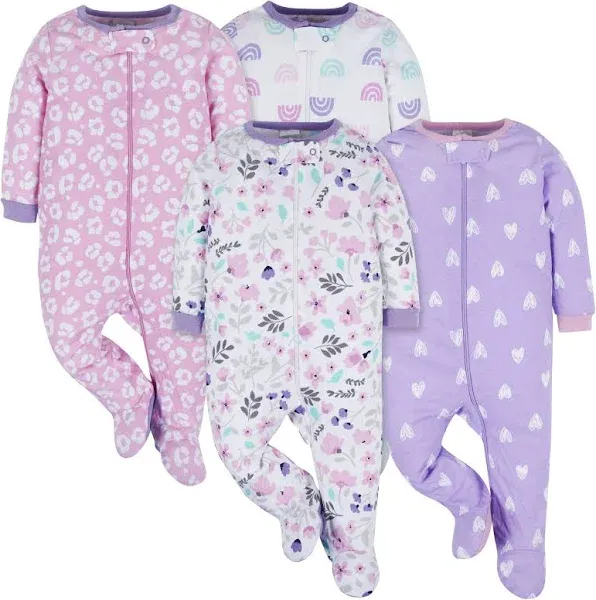 Onesies Baby Girl Sleep 'N Play Footed Pajamas 4-Pack