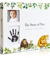 Animal Themed Baby Milestone Book, Baby Memory Book with Front Pocket for Photo,