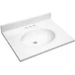 Design House 586180 Cultured Marble 25-Inch Vanity Top with, Solid White