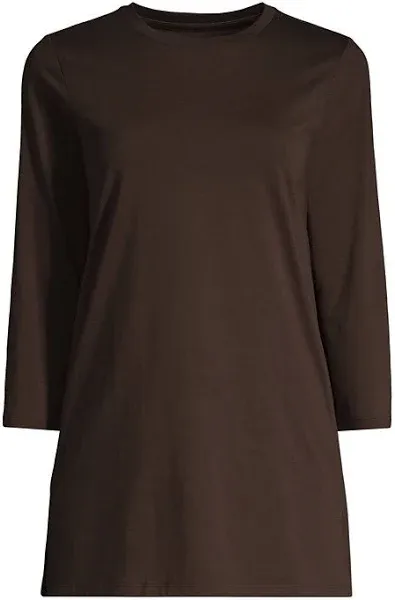 Petite Lands' End 3/4-Sleeve Supima Cotton Crewneck Tunic