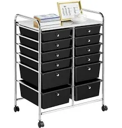 12 Drawers Rolling Storage Cart Multipurpose Movable Organizer Cart Storage Bin Trolley Tools Scrapbook Paper Organizer on Wheels