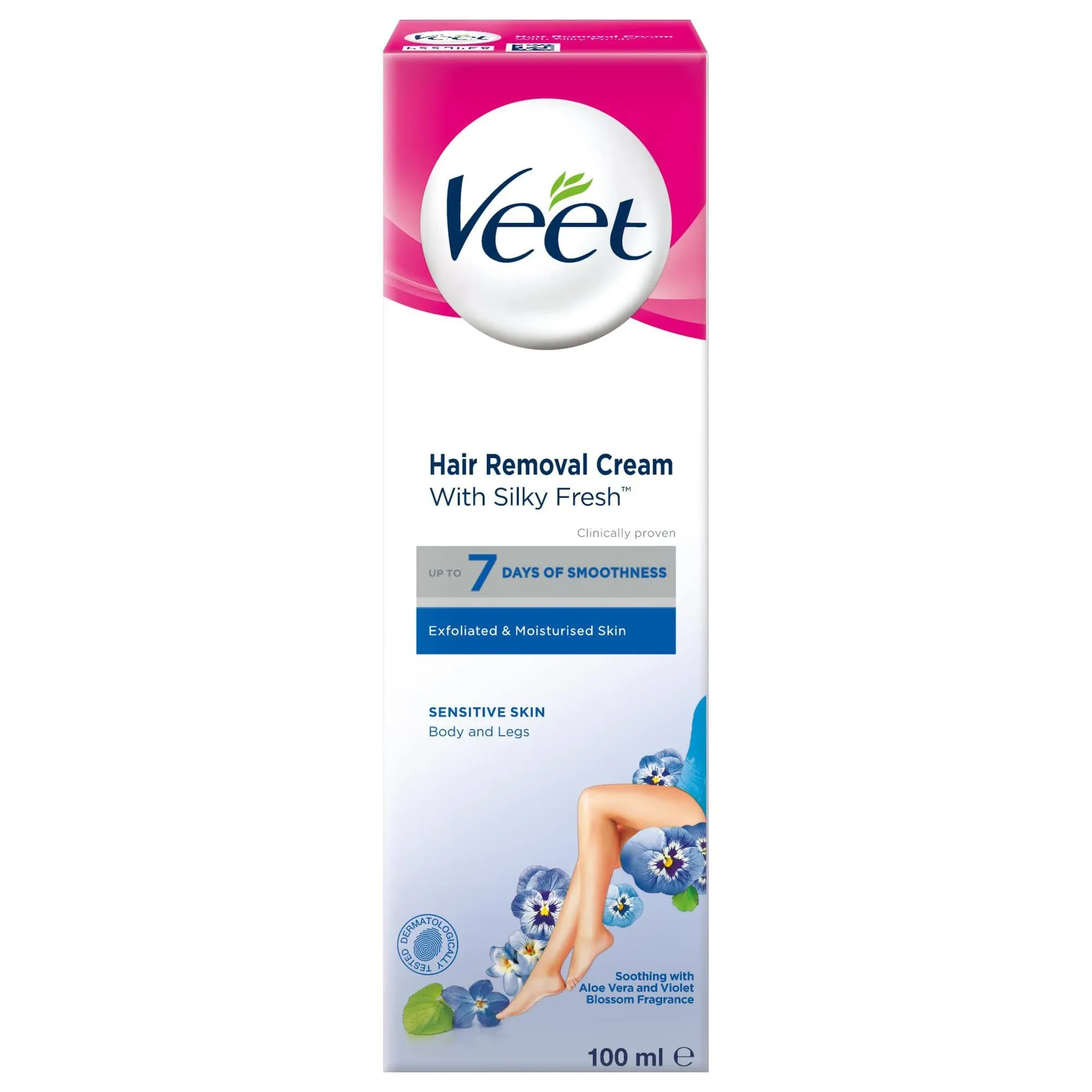 Veet Hair Removal Cream Sensitive Skin with Aloe 3.4 Fl Oz (Pack of 1), Multi 