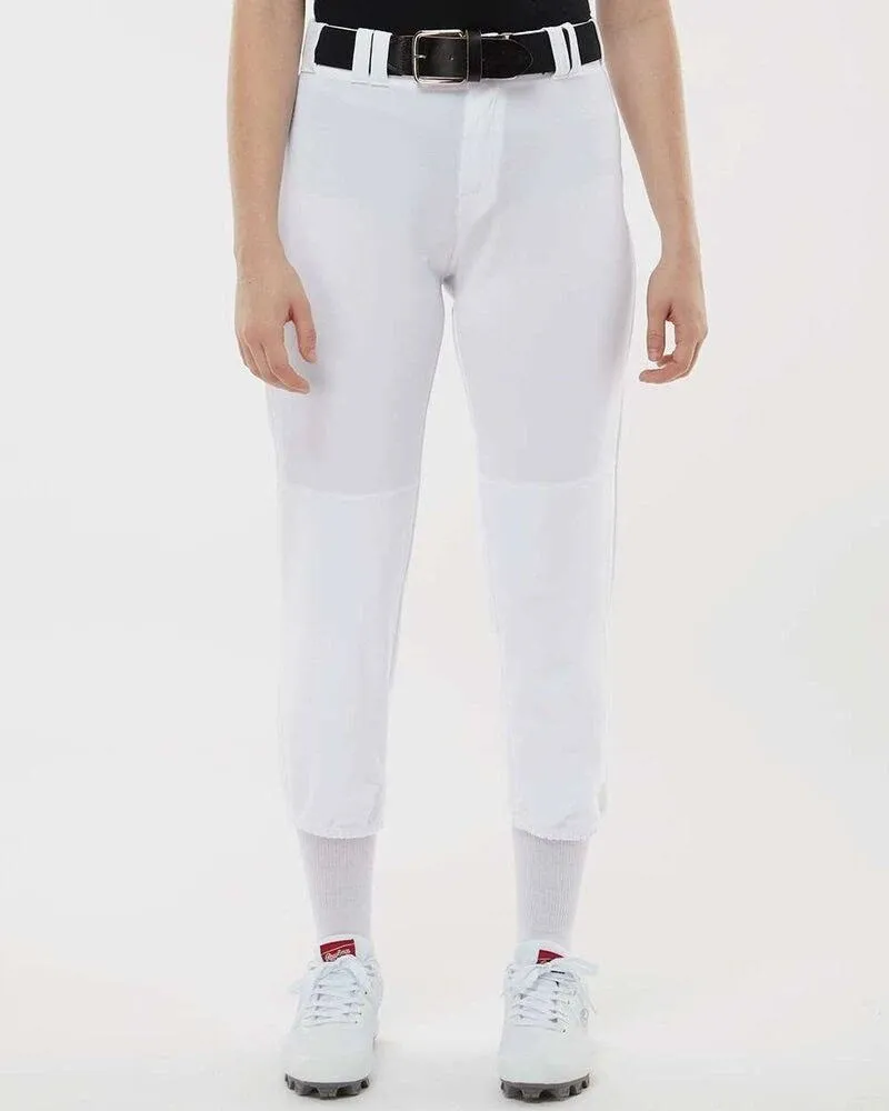 Alleson Athletic 605PBWY Girls Belt Loop Fastpitch Pants - White L