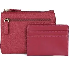 Julia Buxton Pebble RFID Pik-Me-Up Large ID Coin/Card Case Red