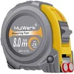 MulWark 26ft Measuring Tape Measure by Imperial inch Metric Scale with Dual-Side