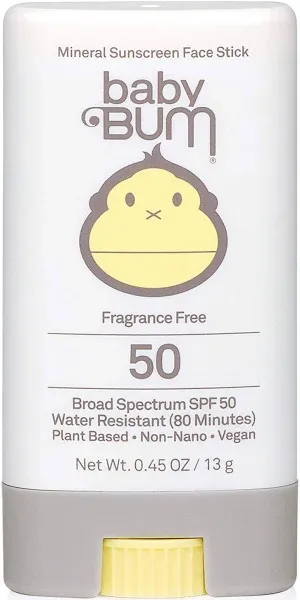 SunBum Baby Bum Mineral Sunscreen Face Sticks, SPF 50, .45 oz