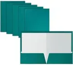 Better Office Products 2 Pocket Glossy Laminated Teal Paper Folders, Box of 25, Letter size, Teal Paper Portfolios 25 Pack