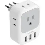 European International Travel Power Plug Adapter Type C with 4 AC Outlets 3 USB