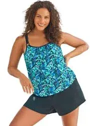 Swim 365 Women's Plus Size Tank Overlay Swim Romper