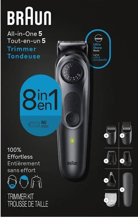 Braun All-in-One Style Kit Series 5 5470, 8-in-1 Trimmer for Men