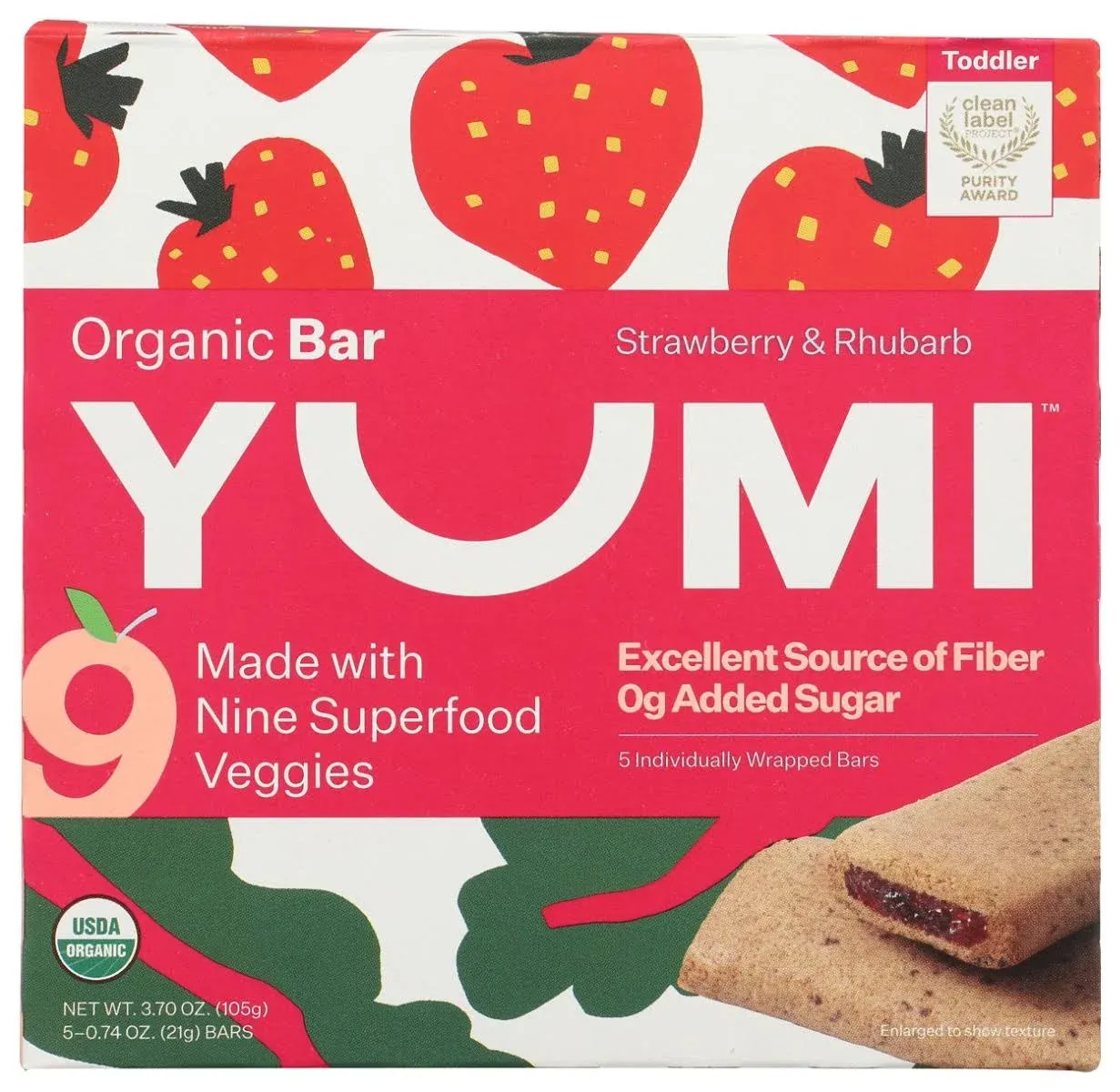 Yumi Organic Strawberry Rhubarb Bars