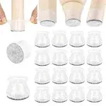 Aneaseit Chair Leg Floor Protectors - 16 pcs Clear - Felt Bottom Silicone Pads for Hardwood Floors & Furniture Feet - Rubber Caps for Chairs - Large