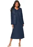 Roaman's Women's Plus Size Pleated Jacket Dress - 14 W, Navy