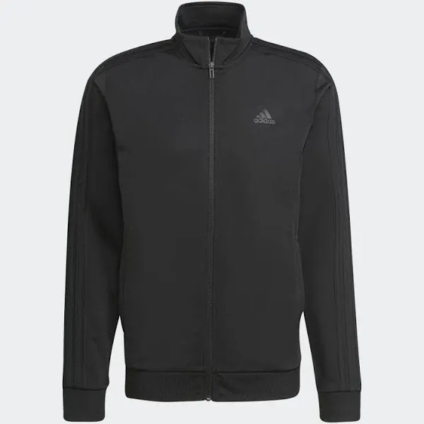 Adidas Tricot Track Jacket Mens Sz L Black White 3 Stripe Full Zip Warm Up NEW!