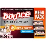 Bounce Pet Hair and Lint Guard Mega Dryer Sheets, 210 ct. Fresh Scent