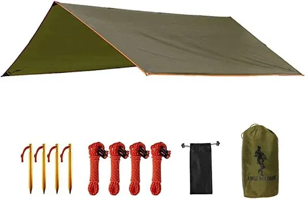 FREE SOLDIER Waterproof Portable Tarp Multifunctional Outdoor Camping Traveling Awning Backpacking Tarp Shelter Rain Tarp