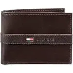 New Tommy Hilfiger Men&#039;s Leather Ranger Passcase Bifold Wallet