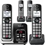 PANASONIC Expandable Cordless Phone System with Link2Cell Bluetooth, Voice Assistant, Answering Machine and Call Blocking - 4 Cordless Handsets - KX-TGD564M (Metallic Black)