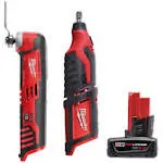 Milwaukee 2426-20-2460-20-48-11-2460 M12 12V Lithium-Ion Cordless Oscillating Multi-Tool with M12 Rotary Tool and 6.0 Ah XC Battery Pack