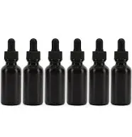 Cornucopia 1oz Black Coated Glass UV Resistant Eye Dropper Bottles, UV Safe Bottles for Essential Oils and Aromatherapy