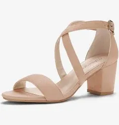 Allegra K Women's Crisscross Ankle Strap Block Heel Sandals