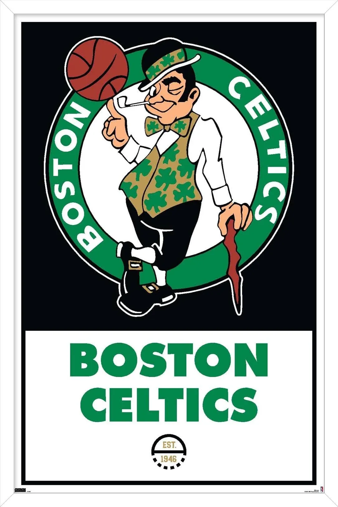 NBA Boston Celtics - Logo 21 Wall Poster, 14.725 inch x 22.375 inch, Framed ...