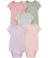 Carter's Baby Girls 5-Pack Short-Sleeve Bodysuits NB Multi