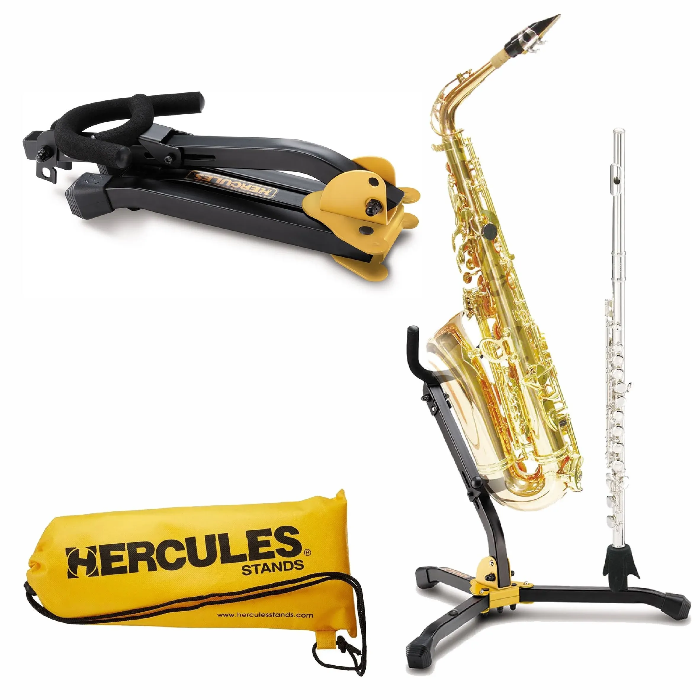 Hercules DS532BB Stand For 1x Alto Tenor Saxophone And 1x Clarinet Flute with Bag