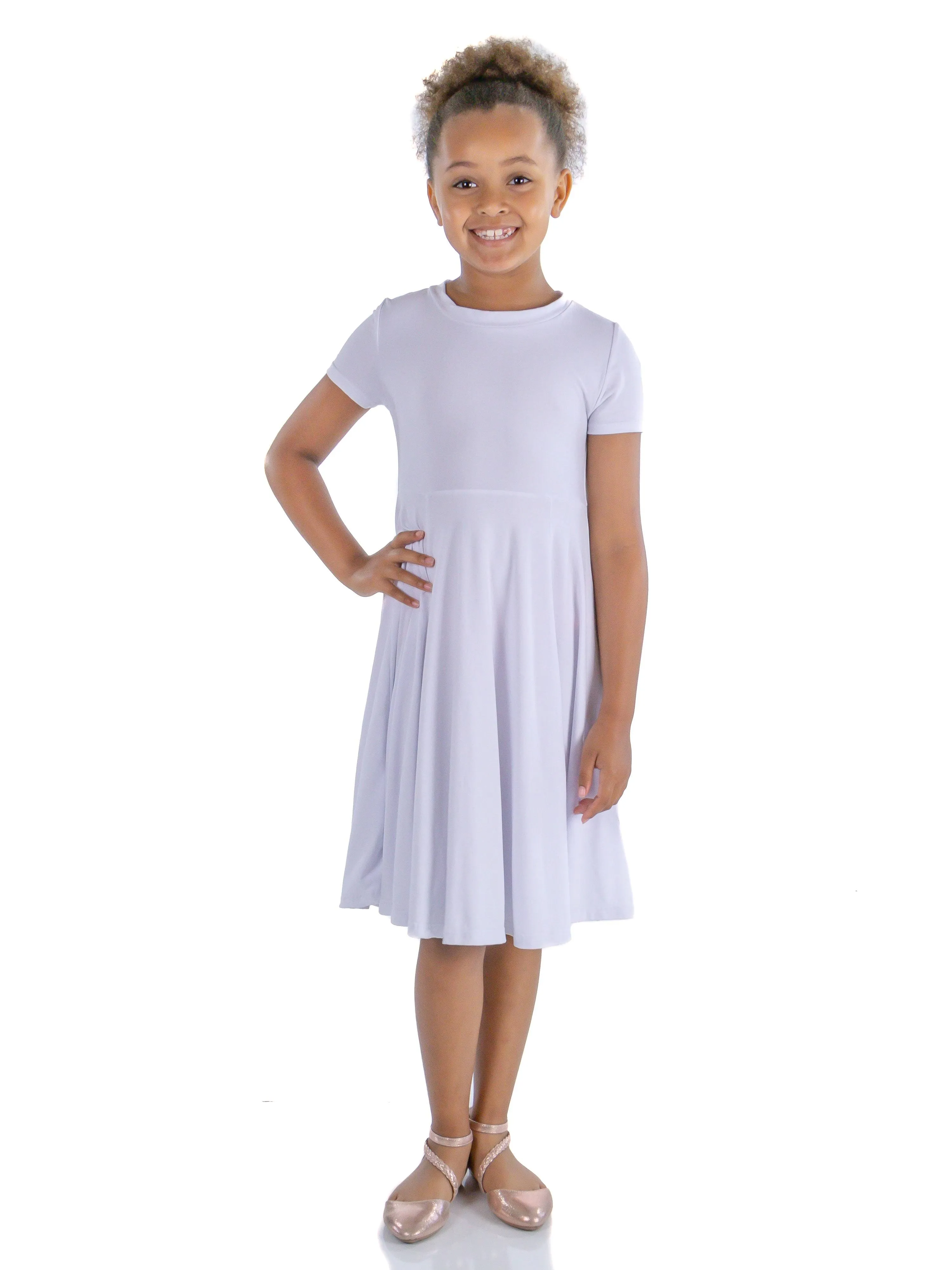 Girls Flowy Short Sleeve Girls Dress