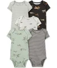 Baby Carter's Planes and Trucks Short-Sleeve Bodysuits 5-Pack