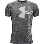 Under Armour Tech Split Logo Hybrid Short Sleeve - Boys' Black / White L