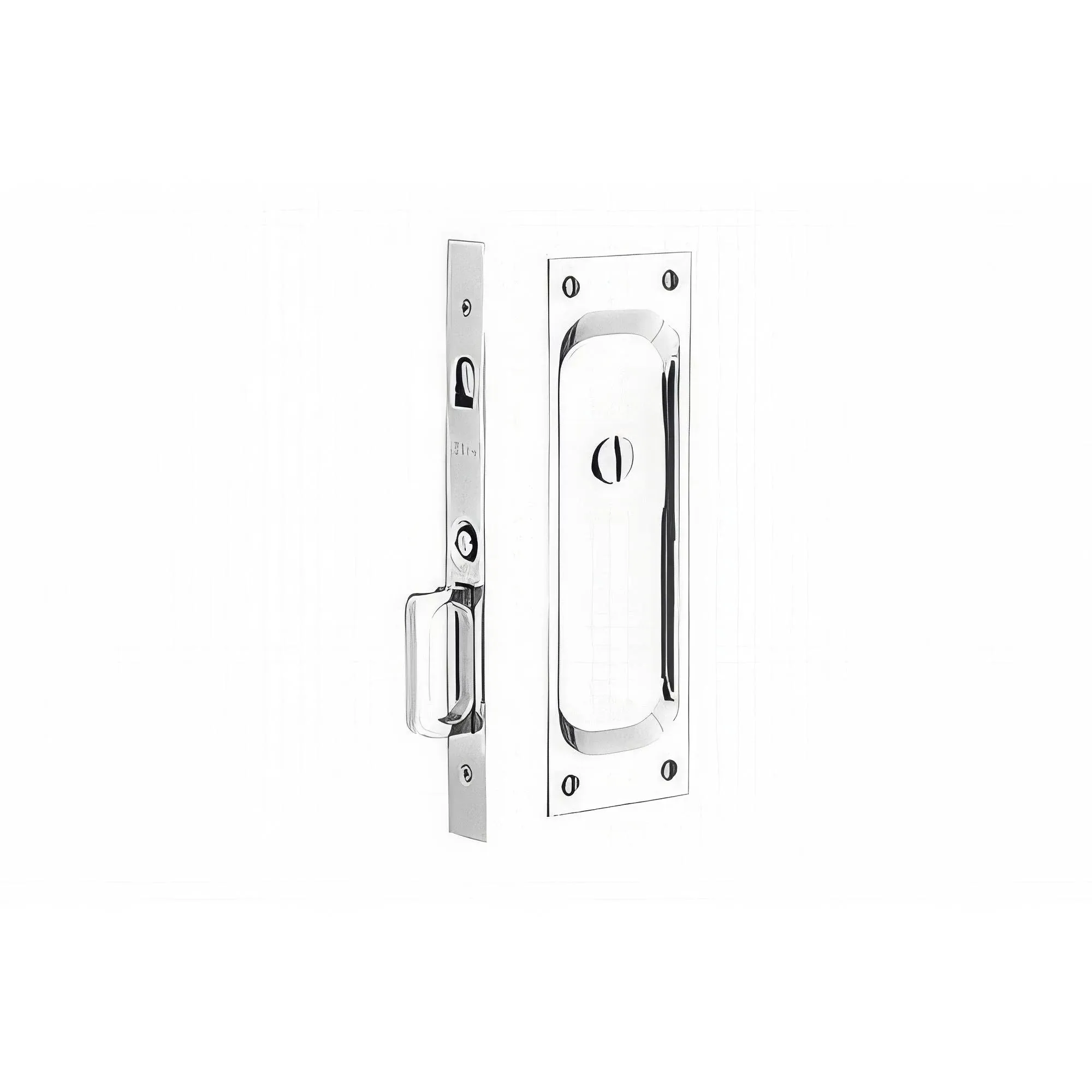 Emtek 2105 7-1/2" Height Solid Brass Privacy Pocket Door Mortise Lock, Polished Chrome