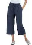 Woman Within Women's Plus Size Petite Sport Knit Capri Pant - M, Navy