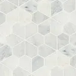 Monet Honed Marble Mosaic 9 Tile in Oriental White by Bedrosians