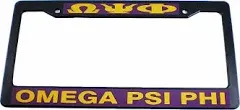 Omega Psi Phi Text Decal Plastic License Plate Frame