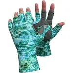 Glacier Glove Islamorada Lycra/Spandex Sun Gloves (Small, Green Camo)