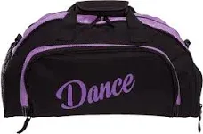 Silver Lilly Women&#039;s Nylon Dance Duffel Gym Bag w/Shoe Black / Purple 