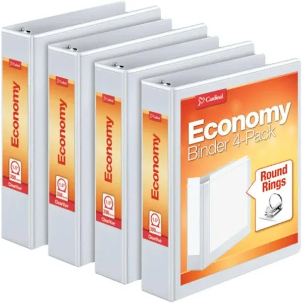 1.5 Inch 3 Ring Binder round Ring White 4 Pack Holds 350 79517