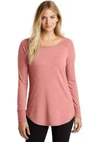 District Womens Perfect Tri Long Sleeve Crewneck T-Shirt - Blush Pink Frost