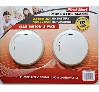 First Alert 10 Year Photoelectric Smoke & Fire Alarm - 2 Pack