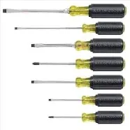 Klein Tools Screwdriver Set, Slotted and Phillips, 7-Piece, New.