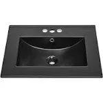 Swiss Madison 24" Vanity Top Bathroom Sink with 4" Centerset Faucet Holes in Matte Black