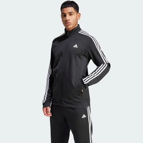 Men's Adidas Essentials Warm-Up 3-Stripes Track Jacket - Black - Small