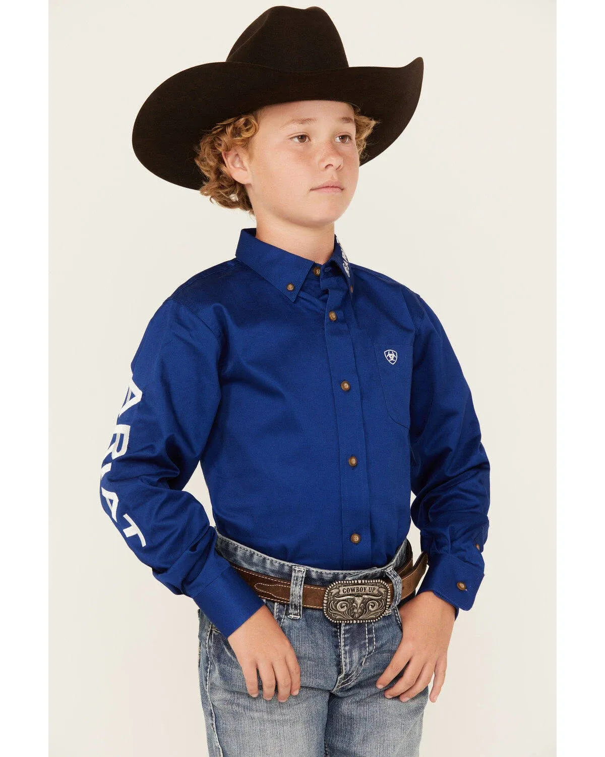 ARIAT Boys' Team Logo Twill Classic Fit Shirt