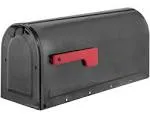 Architectural Mailboxes 7600p MB1 Pewter Post Mount Mailbox with Red