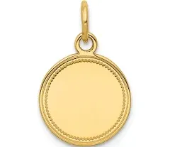 14K Yellow Gold Engravable Round Disc Charm