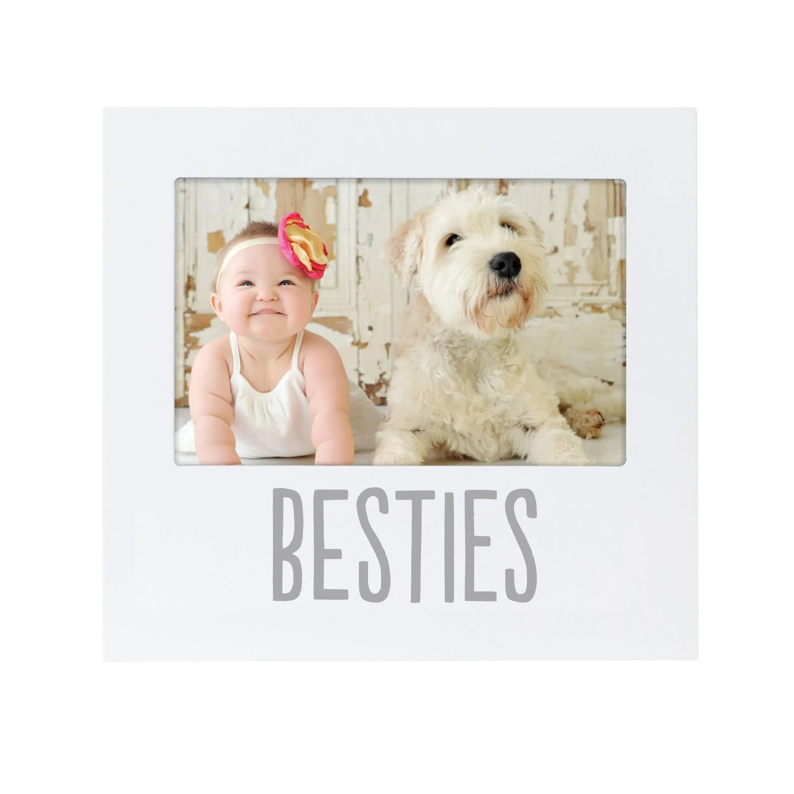 Pearhead - Baby and Friend Besties Frame, White 4x6